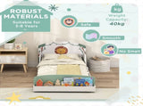 Toddler Bed with Storage, Guardrails, Lion Design, for Ages 3-8 Years, Fits 140 x 70cm Mattress, T3398P422138
