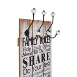 ZNTS Wall-mounted Coat Rack with 6 Hooks 120x40 cm FAMILY RULES 245854