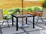 Square Garden Dining Table with 5.4cm Parasol Hole, Slatted Top, Metal Frame, 86 x 86 x 71 cm, Light T3398P322120