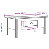 Coffee Table BODO Grey 100x55x45 cm Solid Wood Pine 355070