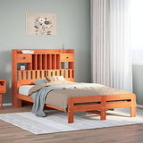 Bookcase Bed without Mattress Wax Brown 135x190 cm Double Solid Wood Pine 3308899