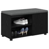 Hall Bench Black Oak 80 x 38 x 46 cm Engineered Wood and Fabric 891505