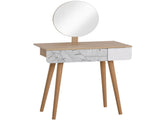 Dressing Table with Drawer and Mirror height adjustable Wooden Oak Color Bedroom Dressing Room T3398P344161