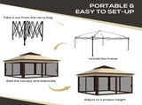 3 x 3 Pop Up Gazebo, Height Adjustable Instant Event Shelter with Netting and Carrying Bag, Beige T3398P314111