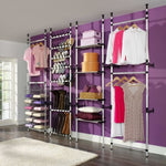 ZNTS Telescopic Wardrobe System with Rods and Shelf Aluminium 321113