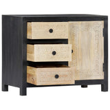 Hand Carved Side Cabinet Grey 75x35x60 cm Solid Mango Wood 282724