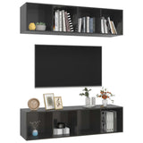 Wall-mounted TV Cabinets 2 pcs High Gloss Grey Engineered Wood 3079789
