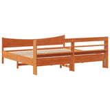 Bed Frame with Headboard Wax Brown 200x200 cm Solid Wood Pine 3307034