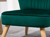 Modern Accent Chair, Fabric Living Room Chair with Rubber Wood Legs and Thick Padding, Green T3398P328136