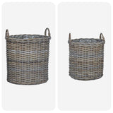Planter Basket with Storage 2 pcs Grey Lacak Rattan 42020951