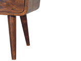 Solid Wood Mini Chestnut Curve Open Bedside, 1 Drawer and Open Shelf, Dark Brown B2743P402924