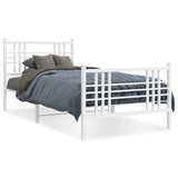 Metal Bed Frame without Mattress with Footboard White 100x200cm 376386