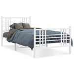 Metal Bed Frame without Mattress with Footboard White 90x200cm 376384