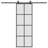 Sliding Door with Hardware Set Black 76x205 cm ESG Glass 3375943