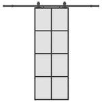 Sliding Door with Hardware Set Black 76x205 cm ESG Glass 3375943
