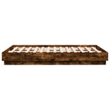 Bed Frame with LED without Mattress Smoked Oak 120x190 cm Small Double 3209825
