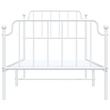 ZNTS Metal Bed Frame with Headboard and Footboard White 90x200 cm 373947