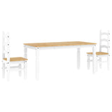 ZNTS 3 Piece Dining Set Panama White Solid Wood Pine 3345202