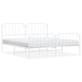 ZNTS Metal Bed Frame with Headboard and Footboard White 160x200 cm 373957