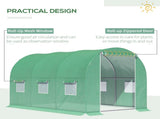 Walk-in Polytunnel Greenhouse, Outdoor Garden Tunnel Greenhouse Tent with Zipped Roll-Up Door and 6 T3398P314183