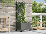 Garden Planter with Trellis&Wheels Light Grey 40 x 40 x 149 cm 3422942