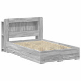 Bed Frame with Storage Grey Sonoma 120 x 190 cm Engineered Wood 3433841