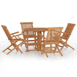 ZNTS 5 Piece Folding Outdoor Dining Set Solid Wood Teak 3096572