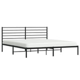 Metal Bed Frame without Mattress with Headboard Black 200x200cm 352326