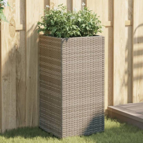 ZNTS Garden Planters 2 pcs Grey 40x40x80 cm Poly Rattan 3210521