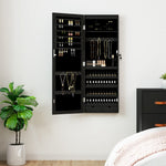Mirror Jewellery Cabinet with LED Lights Wall Mounted Black 353236