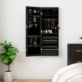 Mirror Jewellery Cabinet with LED Lights Wall Mounted Black 353236
