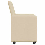 Dining Chairs with Wheels 2 pcs Cream 58 x 65 x 94 cm Fabric 42017836