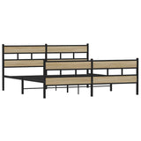 Metal Bed Frame without Mattress Sonoma Oak 180x200 cm Super King 3308472