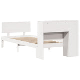 ZNTS Bookcase Bed without Mattress White 90x190cm Single Solid Wood Pine 3322645