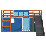 Bunk Bed without Mattress with Slide and Curtains Blue 90x200 cm 3284114