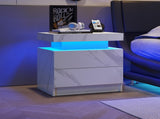 Nightstand LED Bedside Table Cabinet Lights Modern End Side with 2 Drawers for Bedroom T3272P355455