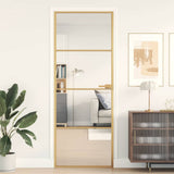 Interior Door Slim Golden 76x201.5 cm Tempered Glass and Aluminium 155132