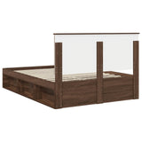Bed Frame with Headboard Brown Oak 140 x 200 cm Solid Pine Wood 3409360