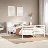 Bookcase Bed without Mattress White 135x190 cm Double Solid Wood Pine 3322198