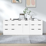 3 Piece Sideboards White Engineered Wood 3115796
