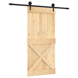 Sliding Door Natural and Black 95 x 210 cm Solid Pine Wood 3445168