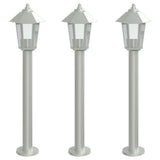 ZNTS Outdoor Floor Lamps 3pcs Silver 80 cm Stainless Steel 4006382