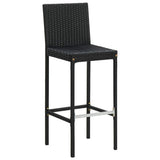 Bar Stool Set of 4 Black and cream Poly rattan Counter Height 316670