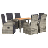 7 Piece Garden Dining Set Grey Poly Rattan&Solid Wood Acacia 3157623