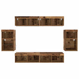 TV Cabinet Set Wall-mounted 8 pcs Old wood Engineered wood 3334386