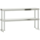 Kitchen Work Table with Overshelf 110x55x150 cm Stainless Steel 3208908