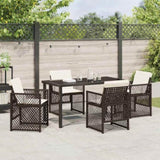Garden Dining Set 5 pcs Brown Poly Rattan 3380630