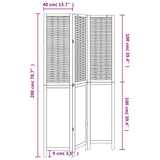 Room Divider 3 Panels Dark Brown Solid Wood Paulownia 358703