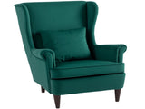 Modern Accent Chair, Upholstered Wingback Armchair with High Backrest and Pillow, Velvet-Feel Fabric T3398P377887