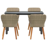 Garden Dining Set with Cushion 5 pcs Beige Poly Rattan 3261700